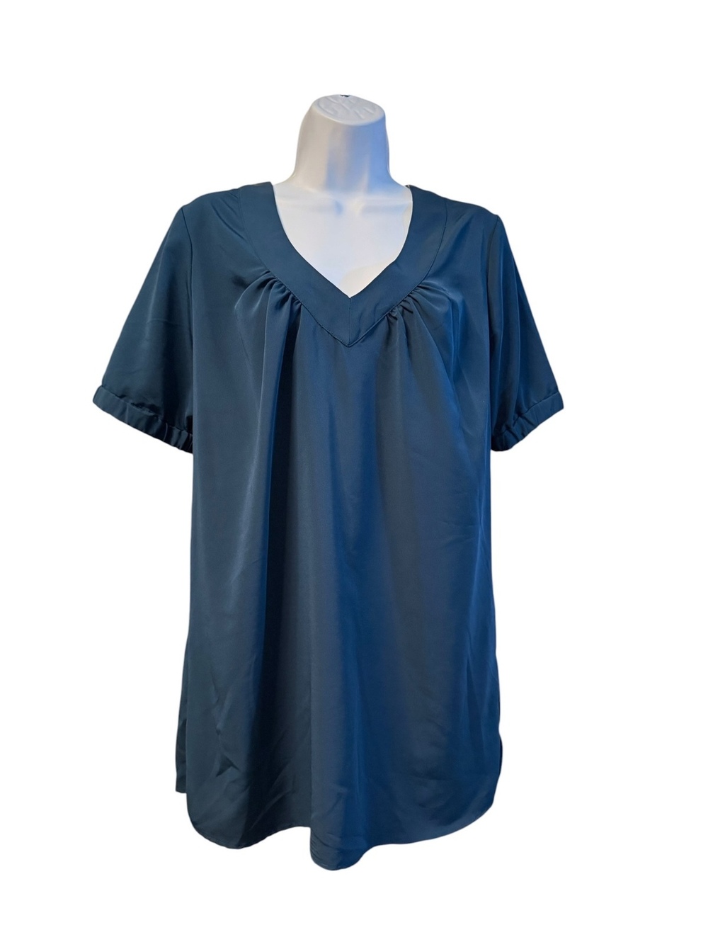 Simply Vera Vera Wang Women's Dark Teal V-Neck Blouse